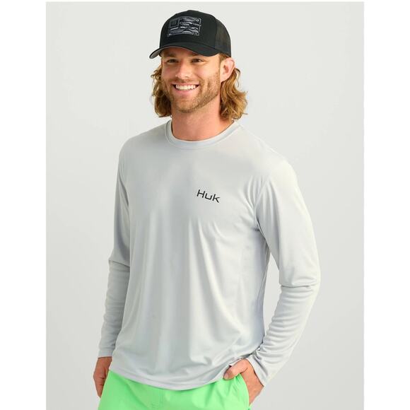 Huk Light Gray Long Sleeve Pursuit Sun Protecting Fishing Shirt Sz Xl - Picture 1 of 7